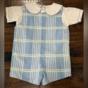 Boys Boutique Mondays Child Easter plaid 2 Piece Romper Size 3T